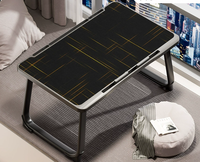 Table d'ordinateur portable pliable et convertible en métal et bois, réglable, portable, support de lecture, bureau d'ordinateur, avec housse amovible