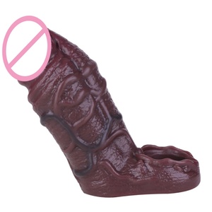 Funda de silicona realista SXXY con anillo para pene, extensor de dildo negro, juguete sexual hueco realista para hombres al por mayor - Product Image 4