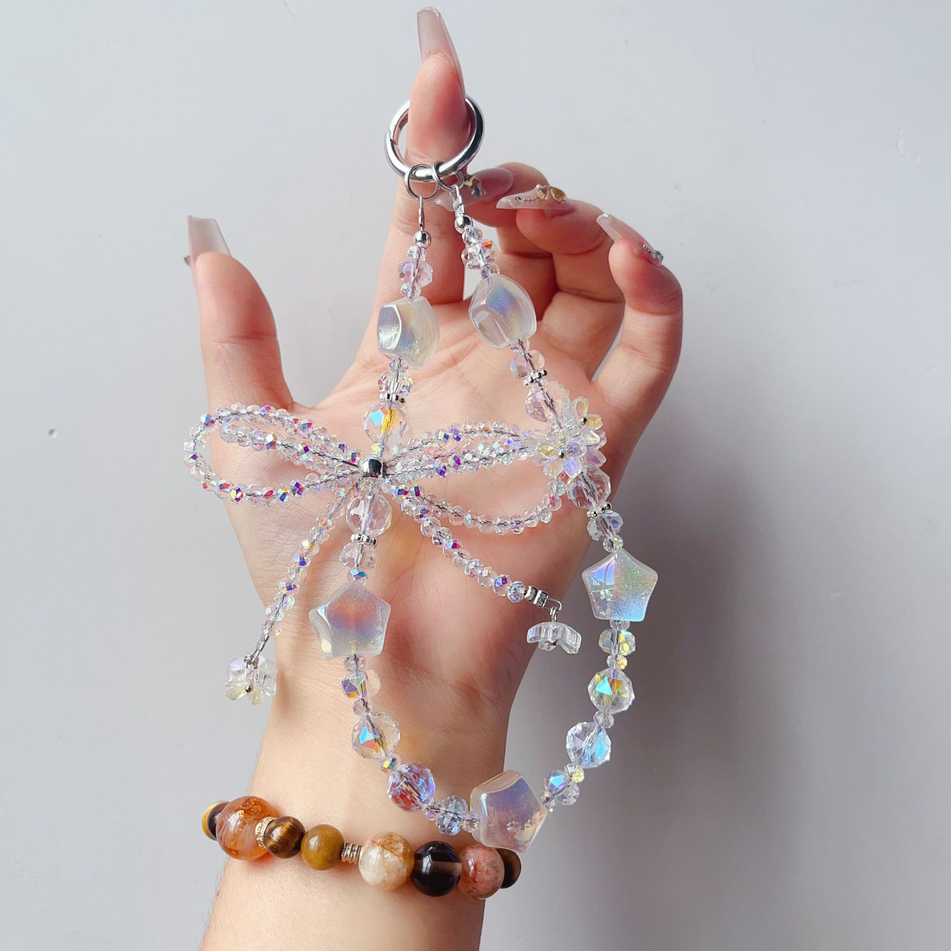 Bowknot tissé à la main + style étoile à cinq branches blanc