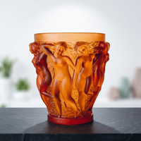 Vas Kaca Kristal Mewah Bergaya Art Deco dengan Ukiran Relief Figur Telanjang, Pot Bunga untuk Dekorasi Tengah Meja Rumah dan Hotel