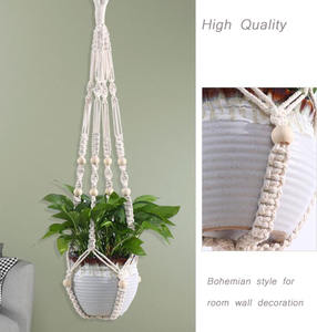 Porte-<span class=keywords><strong>Pot</strong></span> en corde <span class=keywords><strong>de</strong></span> coton macramé, 1 pièce, décor <span class=keywords><strong>DIY</strong></span>, fait à la main, support <span class=keywords><strong>de</strong></span> plantes pour l'intérieur et l'extérieur - Product Image 6