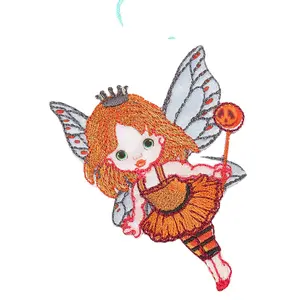 Cartoon Angel series embroidered applique children's clothing accessories with glue fairy cloth
