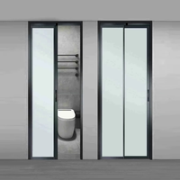 Porte PT en verre trempé avec cadre en alliage d'aluminium - Design moderne, isolation acoustique, garantie à vie, usage commercial/intérieur, hôpital, hôtel