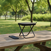 Tabouret de camping pliable portable avec cadre métallique et pochette intégrée pour le camping en plein air, la pêche et l'attente