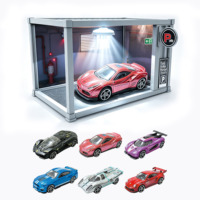 Scène de garage miniature en blocs de construction DIY avec lumières LED, vitrine de présentation de voitures en alliage moulé sous pression à l'échelle 1:64, jouet pour enfants et adultes