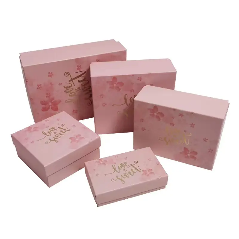 थोक कस्टम उत्तम गुलाबी स्टाररी आकाश वैलेंटाइन के दिन उपहार फूल गहने पैकेजिंग तह कार्डबोर्ड खाली फूल बक्से