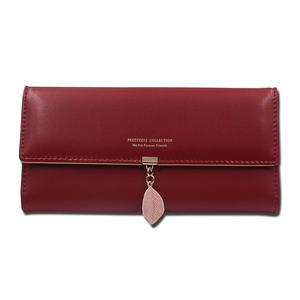 2023 Xiaoqing Novice, <span class=keywords><strong>cartera</strong></span> larga para mujer con cierre de cremallera, colgante de hoja suave de PU japonés y coreano, bolso con forro de poliéster - Product Image 3