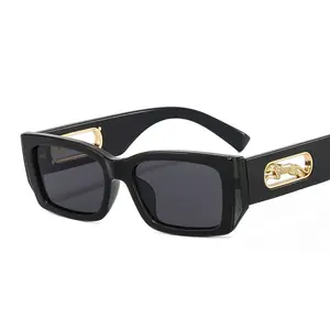 OT2986 kacamata hitam Cheetah kotak warna permen Modern 2024 cantik kacamata hitam bingkai kecil mode baru