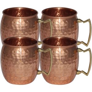 Handmade <b>Set</b> of 4 Moscow Mule <b>Mugs</b> Pure Copper Hammered 22oz 14oz 600ml Capacity for Promotional Gifts 13oz Capacity - Product Image 1
