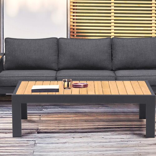 Garden patio furniture outdoor metal table aluminum table with wood top