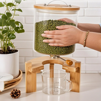 Distributeur de riz 5/8 L pour l'organisation de la cuisine et du garde-manger, distributeur de céréales en verre avec couvercle hermétique