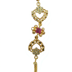 Divyoro <b>Ruby</b> Heart Floral Trendy Wedding Party Gift <b>Bracelet</b> 22k Gold Plated Vintage Chain Link Orissa Women's Jewelry - Product Image 1