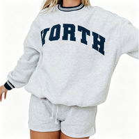 Sweat à capuche ample en coton pour femme avec broderie lettre appliquée, style streetwear oversize, pull chaud doublé polaire pour l'hiver