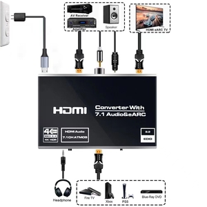 Extracteur audio HDMI SYONG EARC 4K60Hz, convertisseur HDMI 2.0 vers extracteur audio HDMI 18 Gbps avec 7.1CH Atmos <span class=keywords><strong>Toslink</strong></span> Coaxial - Product Image 5