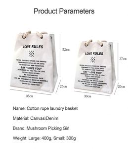 Portable Large Capacity Cotton Linen Bags Foldable <b>Laundry</b> Bag - Product Image 2