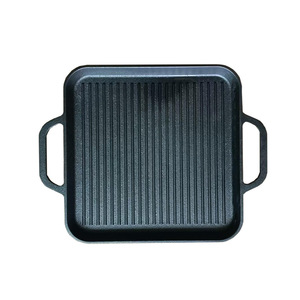 Korean BBQ Grill Pan Rectangular Cast Iron Double Handle For Grilling Teppanyaki Induction Gas Stove Durable Frying Pan - Product Image 2