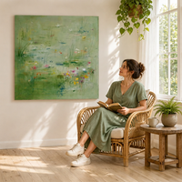 Peinture sur toile murale impressionniste de style Monet, étang aux nénupharis verts, pour salon, galerie, décoration botanique