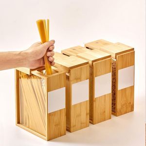 Boîte de rangement innovante en bambou pour la distribution des aliments en cuisine, panneau décoratif mural, artisanat en bois fait main, boîtes en bois - Product Image 2