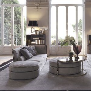 Meubles de salon italiens modernes en cuir véritable gris, canapé d'angle incurvé surdimensionné de luxe VF-SF-04-CLIVIO en cuir italien - Product Image 5