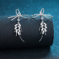 925 joyería de plata esterlina Pass Diamond Test Vvs Moissanite pendientes de aro de lujo 1.04CT borla pendientes de moda para mujeres