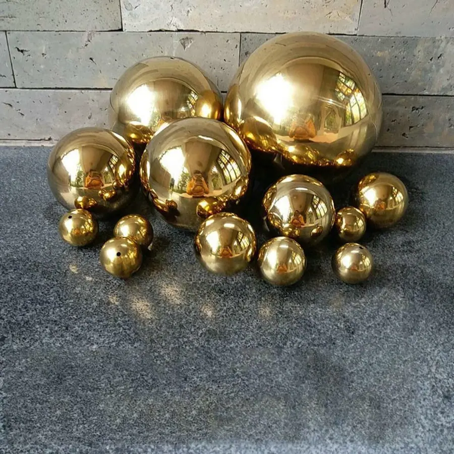 Factory Stainless Steel Hollow Ball with gold electroplating finish