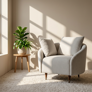 Fauteuil d'appoint moderne et minimaliste pour salon, avec pieds en bois massif et coussins de dossier réglables, idéal pour salon et hôtel - Product Image 1
