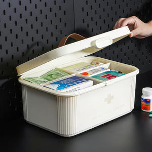 Trousse médicale portable multi-couches grande capacité en plastique avec bandoulière pour la maison - Product Image 1