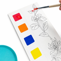 Livre de peinture à l'aquarelle DIY pour enfants avec palette de couleurs unies intégrée, 22 pages de dessins lignés, ensemble prêt à offrir, impression personnalisée