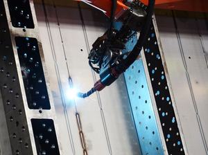 Mesas de soldadura 3D D22/ 3000x1500mm, conectado con bloques de extensión para <span class=keywords><strong>conseguir</strong></span> una plataforma de <span class=keywords><strong>trabajo</strong></span> grande para estructuras de acero grandes - Product Image 4