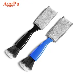Double Head Brush for Car Clean - 2 in 1 Soft Soft Nylon and Coral Fleece Duster - Auto Air Vents Dashboard Screen Clean Brush