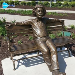 Estatua de Bronce de Albert Einstein a Tamaño Real Hecha a Medida, Modelo de Taburete, Técnica de Fundición, Gran Monumento Interactivo - Product Image 5