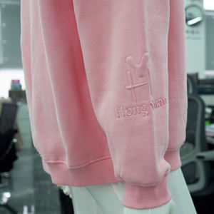 Sudadera con Capucha Unisex de Algodón Pesado con Botones en Relieve 3D, Hombros Caídos, Estilo Oversize, para Bordado, Ropa Casual Urbana - Product Image 2