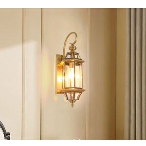 Lampe murale extérieure carrée en cuivre, verre trempé, lumière LED étanche pour cour, clôture, balcon, jardin - Product Image 2