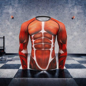 Rashguard MMA pour hommes adultes, à séchage rapide, manches longues, compression, Spandex/Nylon, T-shirt d'entraînement, Boxe, Kickboxing, BJJ, Muay Thai - Product Image 3
