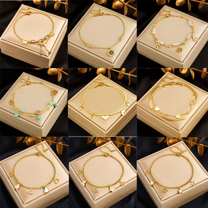 Wholesale Gold Plated Stainless Steel Butterfly Pearl Anklet Mother Pearl Inlay Waterproof Anti-fade Butterfly Anklet - Product Image 2
