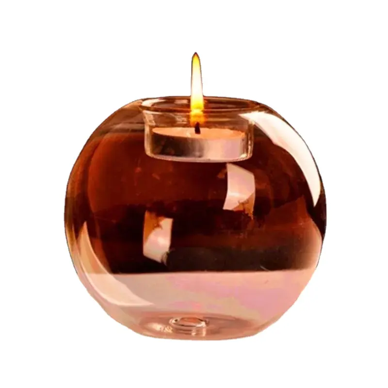 Ehre des Kristalls Europe Style Round Hollow Glass Kerzenhalter Hochzeit Kerzenhalter Transparenter Kristall Kerzenhalter