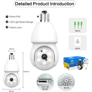 ICSee <b>Light</b> Bulb Surveillance <b>Camera</b> 1080P Night Vision Home <b>Security</b> With Two Way Audio Memory Card Support - Product Image 4