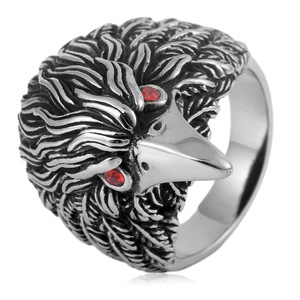 yunnique Eagle Men's <b>Titanium</b> Steel <b>Ring</b> Steel Color Prong Setting Animal Zodiac Gift - Product Image 4