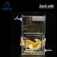 Boîte à gants de laboratoire en acrylique bon marché Support personnalisation Opération gaz inerte Batterie au lithium Biologie Mini boîte à gants en plexiglas PMMA