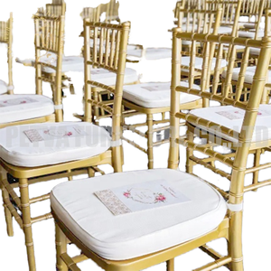 Chaise de mariage Chiavari empilable en fer avec coussin, vente en gros, acrylique et acier inoxydable pour les fêtes en plein air et les hôtels - Product Image 4