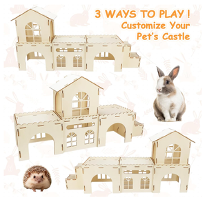 Castillo de Juego <span class=keywords><strong>para</strong></span> Conejos de Madera Ecológica, Casa Desmontable <span class=keywords><strong>para</strong></span> Conejos, Cobertizo <span class=keywords><strong>para</strong></span> Conejillos de Indias y Mascotas Pequeñas, Uso en Interiores - Product Image 2