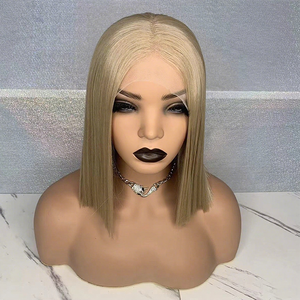 วิกผมผู้หญิงยุโรปอเมริกันสั้นตรง<span class=keywords><strong>สั้น</strong></span>สีทองขนาดกลางบ๊อบตัดไหมทนอุณหภูมิสูงสารเคมีขนาดเล็กโปร่งใส - Product Image 4