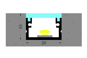 YG-2015D Bán Buôn 20*15Mm PC Sữa Trắng Khuếch Tán Bìa Với Nhôm Hồ Sơ Kênh Cho Nhúng Ngầm Dải Chiếu Sáng - Product Image 5