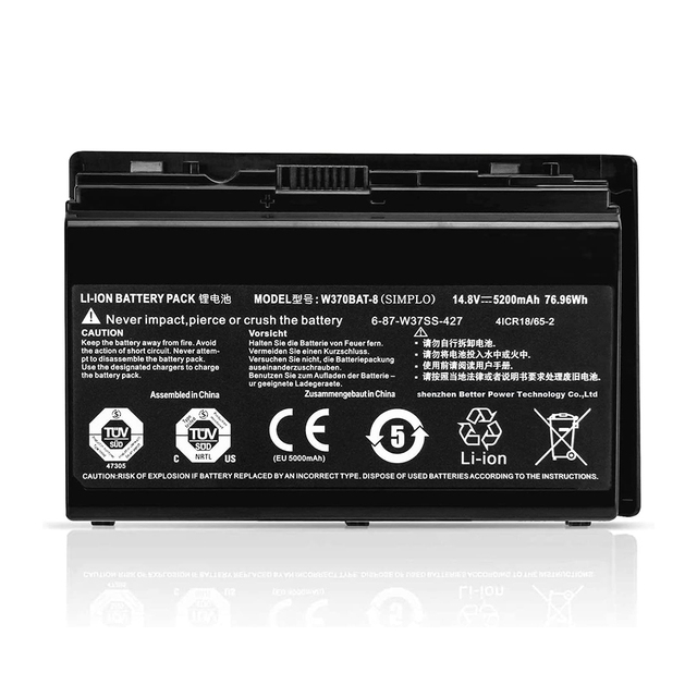 W370BAT-8 14.8V 76.96Wh 5200mAh Laptop Battery for Hasee CLEVO W350ST W350ET W35XSS W350ETQ W355ST NP6370 NP6350 A522 A722 K650C