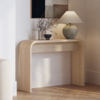 Console d'entrée moderne en chêne américain, table d'appoint incurvée personnalisable, meuble de couloir de luxe en bois organique