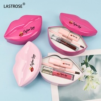 Grosir Set Lipstik 3 in 1 Pelembap Vegan Tahan Air, Kit Lipgloss Krim Lip Liner Dengan Kemasan Bibir Merah Label Pribadi