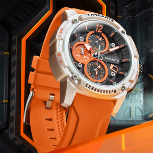 Reloj de cuarzo TIMEARTX para hombre, multifunción, 3 esferas, 6 manecillas, cronógrafo, indicador de fecha, correa de silicona resistente al agua, reloj de pulsera deportivo - Product Image 1