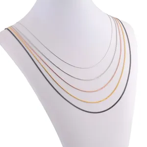 Cadena de Espiga Plana de Acero Inoxidable de 1mm/2mm de Ancho para Mujer y Hombre, Gargantilla Fina Vintage, Accesorios para Fabricación de Joyería Metálica - Product Image 4