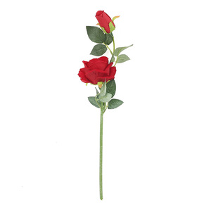 Roses artificielles en velours, branche unique, fleurs séchées, fil métallique, style moderne, décorations de mariage, Saint-Valentin, fausses fleurs - Product Image 5