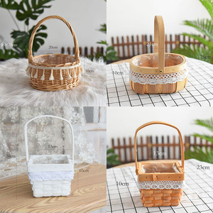Handmade Woven Rattan Flower <b>Basket</b> 20cm Round Decorative For Home Hotel Gift - Product Image 1